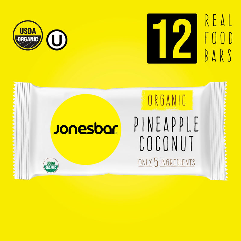 JONESBAR (Variety Pack, 12 Count (Pack of 1)), USDA Organic Fruit & Nut Bar, Non-GMO, Kosher, Vegan, Gluten Free, Simple Snack Bar
