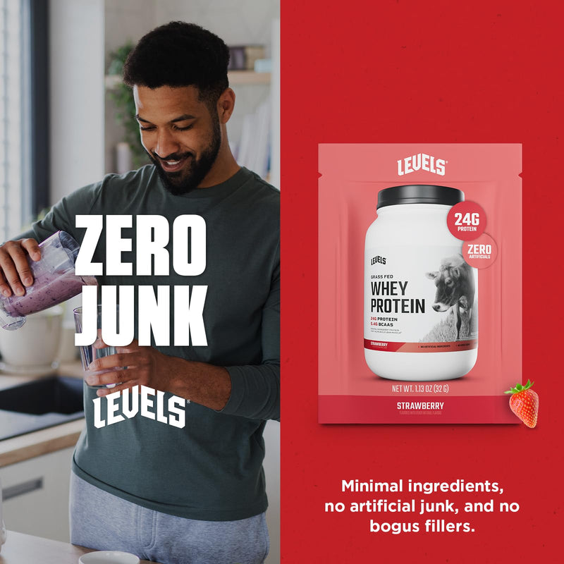 Levels Grass Fed Whey Protein Powder, No Artificials, 24G of Protein, Double Chocolate, 5LB