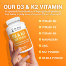 Dr. Berg D3 K2 Vitamin 5000 IU w/MCT Powder - Includes 50 mcg MK7 Vitamin K2, Purified Bile Salts, Zinc & Magnesium for Ultimate Absorption - K2 D3 Vitamin Supplement - 60 Capsules
