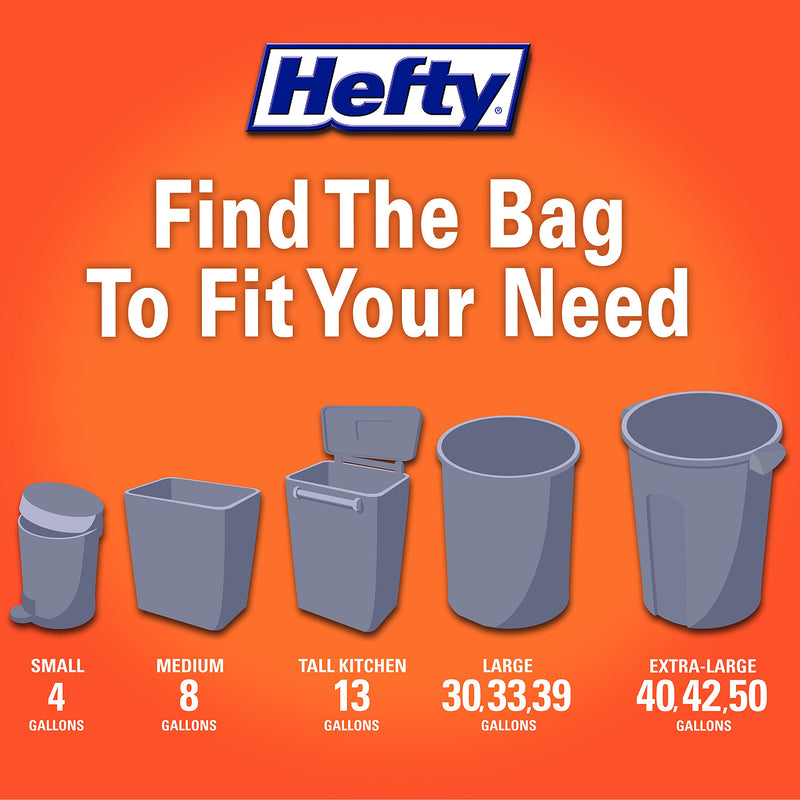 Hefty Ultra Strong 13 Gallon Trash Bags, Tall Kitchen Trash Bags 13 Gallon Size, Drawstring Closure, Continuous Odor Control, White, Clean Burst Scent, 110 Bags