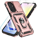 SunStory Compatible with Samsung Galaxy A17 5G Case with HD Screen Protector & Slide Camera Cover & Rotated Ring Kickstand,[Shockproof] Dual Layers Phone Case for Galaxy A17,Red