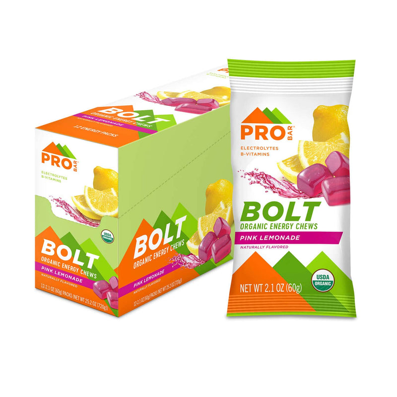 PROBAR - Bolt Organic Energy Chews, Strawberry, Non-GMO, Gluten-Free, USDA Certified Organic, Healthy, Natural Energy, Fast Fuel with Vitamins B & C, 2.1 Ounce (Pack of 12)