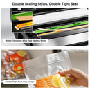 Gasbye Vacuum Sealer Machine, 95kPa Food Sealer with Double Heat Seal for Dry/Moist Food, Easy-lock Handle, Built-in Bag Storage & Cutter, Progress Display, Removable Drip Tray, Silver