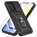 SunStory Compatible with Samsung Galaxy A17 5G Case with HD Screen Protector & Slide Camera Cover & Rotated Ring Kickstand,[Shockproof] Dual Layers Phone Case for Galaxy A17,Red