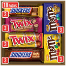 MARS M&M'S Peanut, M&M'S Caramel,SNICKERS Original,SNICKERS Peanut Butter Squared, TWIX Original and Cookie Dough Variety Pack Full Size Individually Wrapped Milk Chocolate Candy Bars,18 Ct