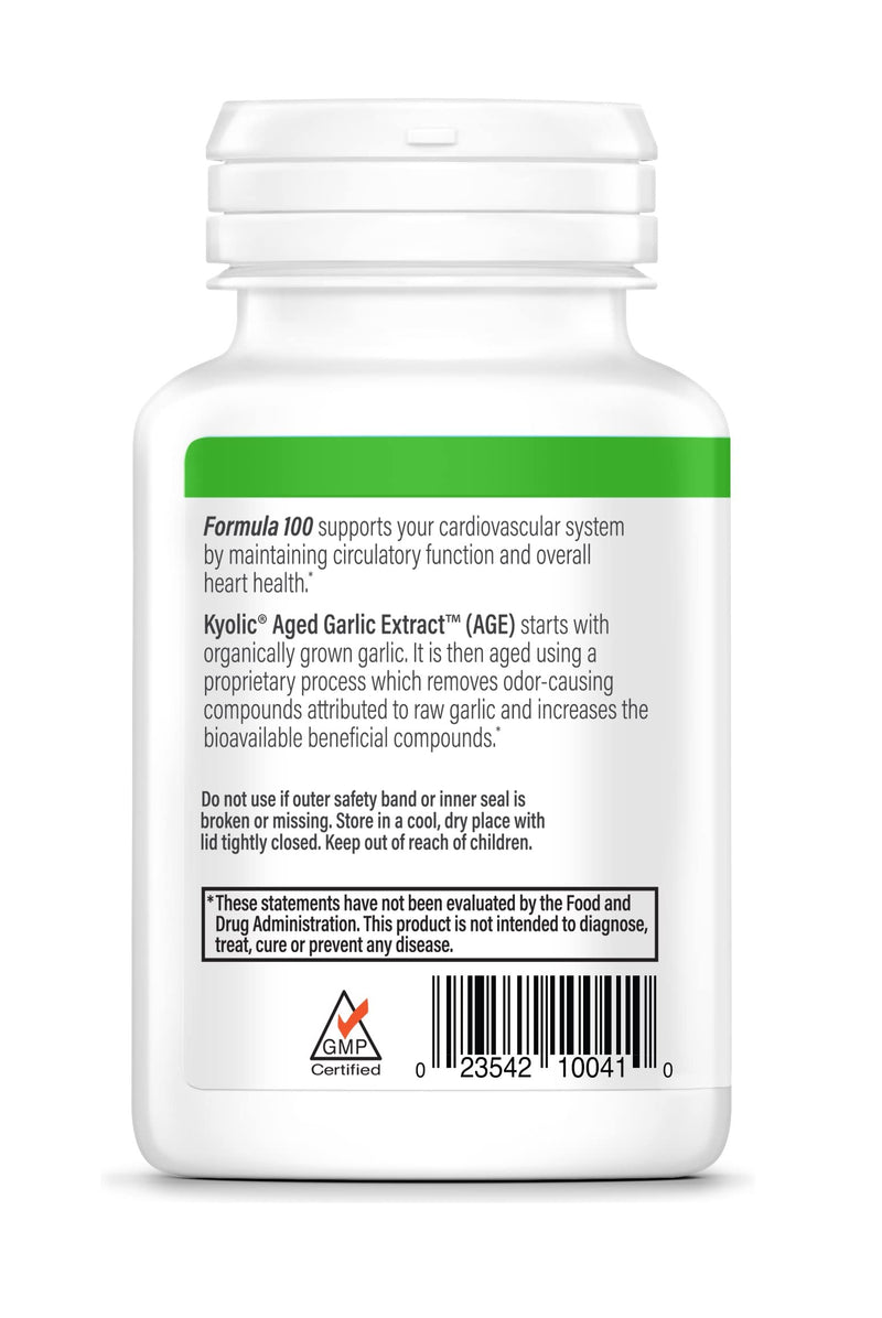 Kyolic Aged Garlic Extract Formula 100, Original Cardiovascular, 200 Capsules (Packaging May Vary)