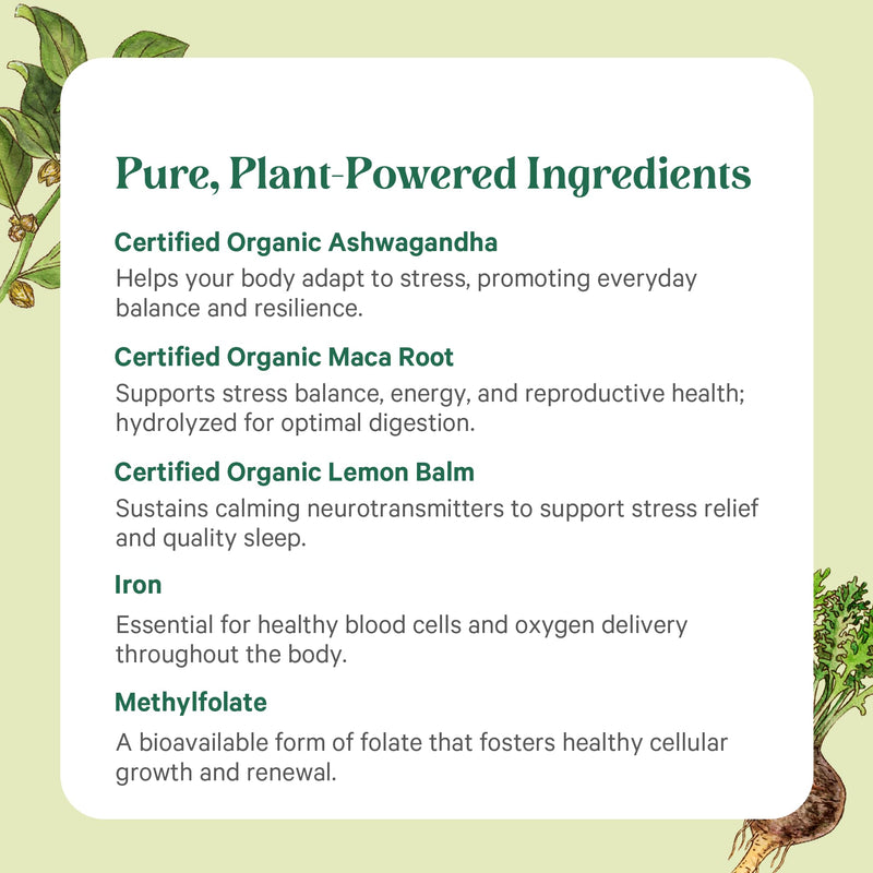 PURE SYNERGY Vita·Min·Balance | Multivitamin for Women with Iron | Women’s Daily Multivitamin Made with Organic Whole Foods | for Balanced Energy and Stress Support (60 Tablets)