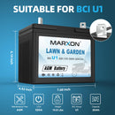 Marxon U1 320CCA Riding Lawn Mower Batteries, Garden Tractors Battery Maintenance Free AGM Battery, Compatible with Troy-Bilt, John Deere, Toro, Cub Cadet, Craftsman, Ariens Poulan Pro Massey Ferguson