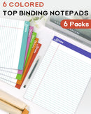 Dynta Legal Pads 8.5 x 11 Writing Notepad, 6 Packs Wide Ruled Letter Pad White Paper, Micro Perforated 45 Sheets/90 Pages (70GSM) Legal Pad for School, College, Office, Business (Rainbow)