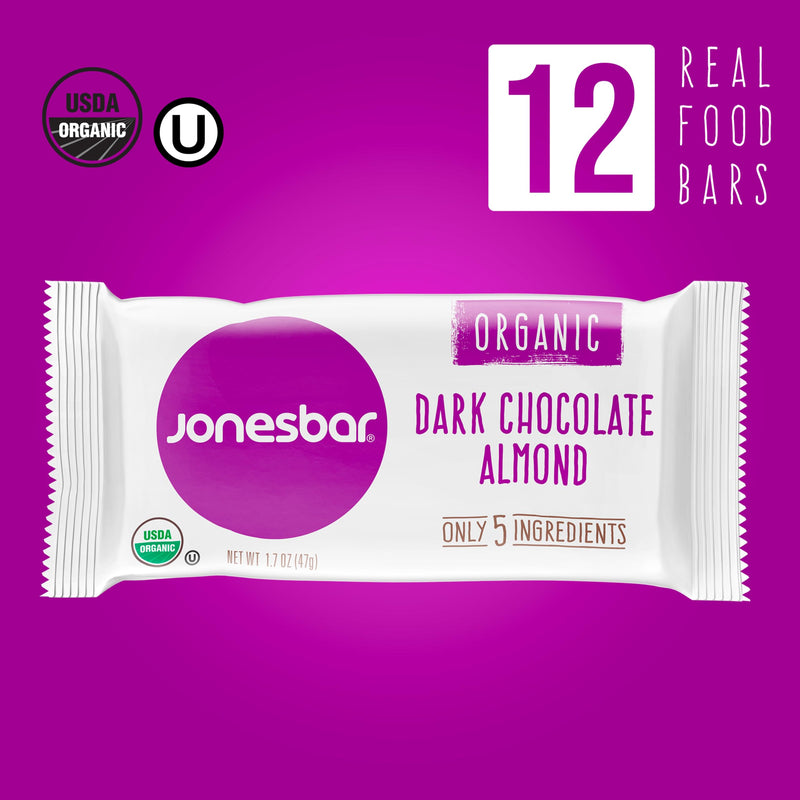 JONESBAR (Variety Pack, 12 Count (Pack of 1)), USDA Organic Fruit & Nut Bar, Non-GMO, Kosher, Vegan, Gluten Free, Simple Snack Bar