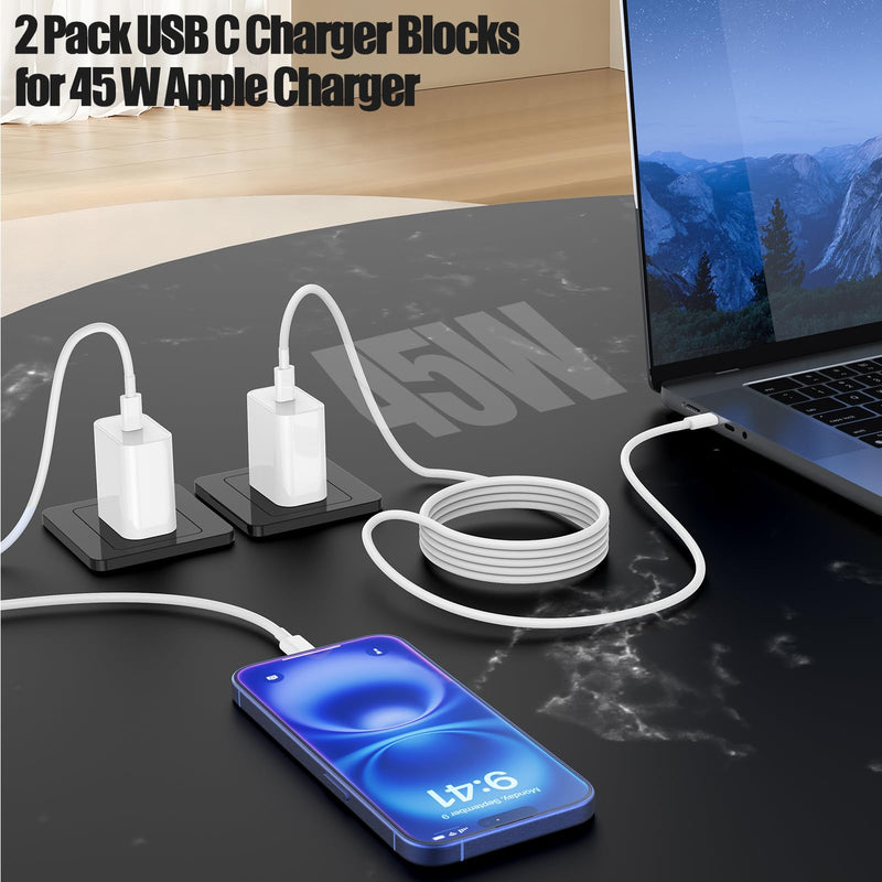 45W Charger for iPhone 16 15 Pro Max Fast Charging 10 FT, Long iPhone 16 15 Plus Charger Cord with USBC Charger Block for MacBook Air 13/11 inch M1/M2,2022 2020 2019 2018 2017 Laptop,iPad Pro/Air