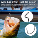 FishTrip EWG Hooks for Bass Fishing-50pcs Offset Worm Hook Texas Rig Hooks for Freshwater Saltwater Size 1/0