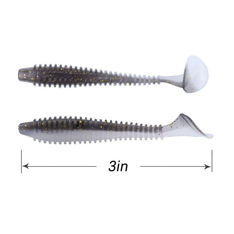 RUNCL Swimbaits Paddle 10/20/30/40PCS, 5/4/3/2 Inchs Paddle Tail, Soft Lure for Trout Crappie Bass, Durable Plastic Bait Swimmer for Saltwater/Freshwater, Fishing Lover's Gift
