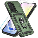 SunStory Compatible with Samsung Galaxy A17 5G Case with HD Screen Protector & Slide Camera Cover & Rotated Ring Kickstand,[Shockproof] Dual Layers Phone Case for Galaxy A17,Red