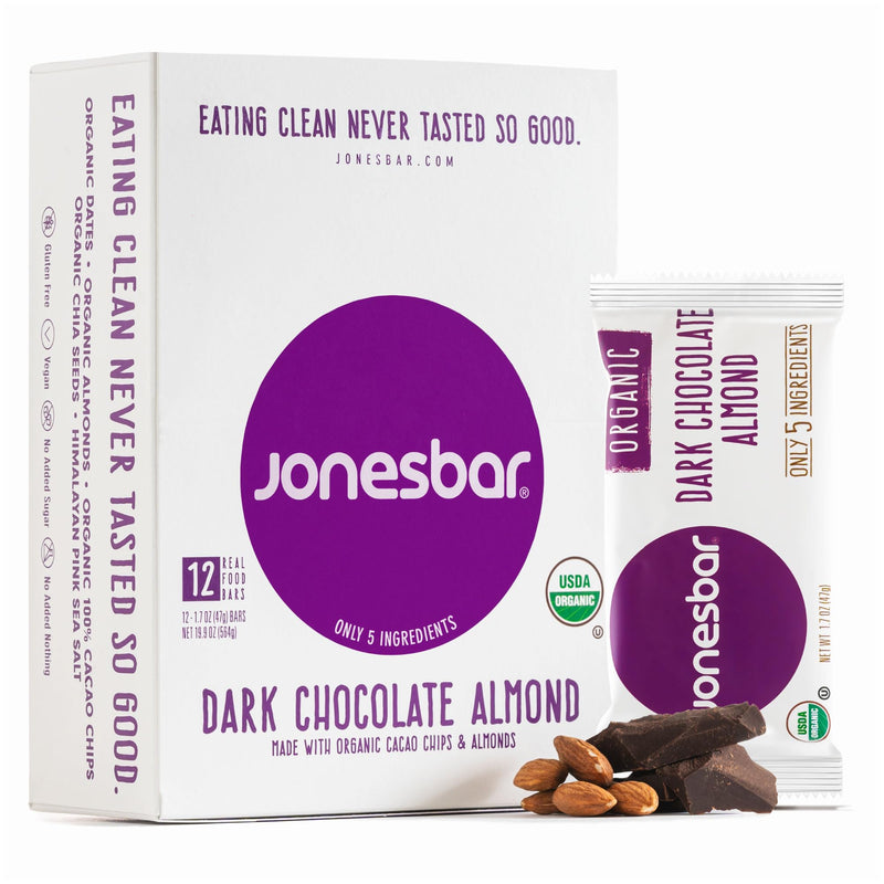 JONESBAR (Variety Pack, 12 Count (Pack of 1)), USDA Organic Fruit & Nut Bar, Non-GMO, Kosher, Vegan, Gluten Free, Simple Snack Bar