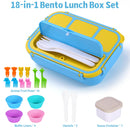 Bento Box Adult Lunch Box, Lunch Containers for Kids Girls Boys with 4 Compartments, Lunchable Food Container with Utensils, Sauce Jar, Muffin Liners, 40 Oz/5 Cup, Microwave & Dishwasher Safe, Navy