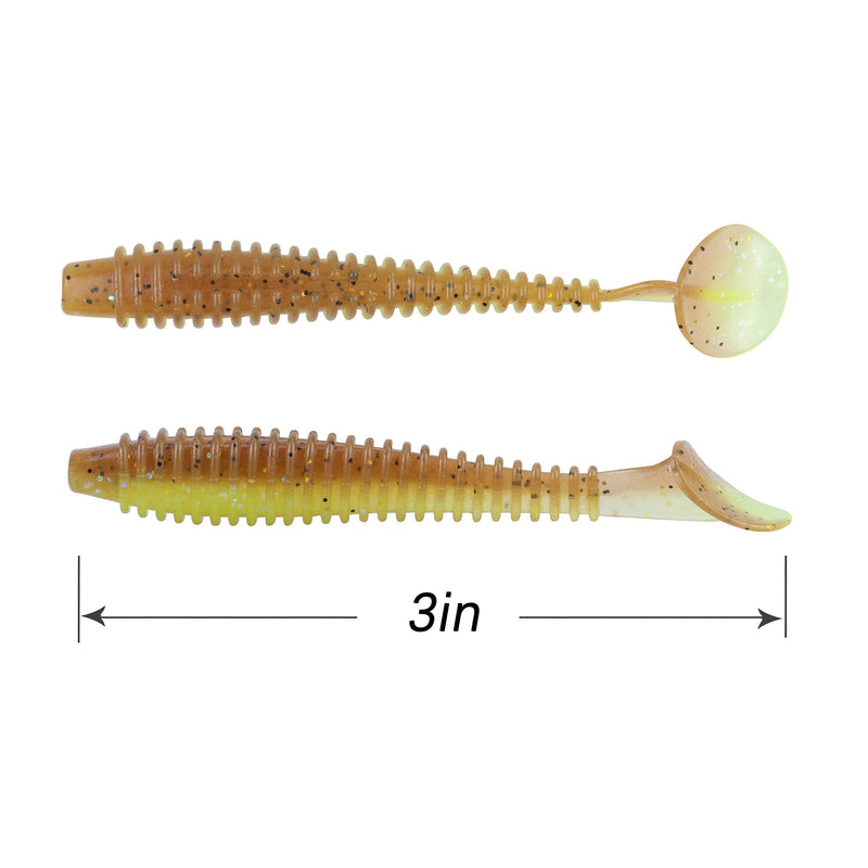 RUNCL Swimbaits Paddle 10/20/30/40PCS, 5/4/3/2 Inchs Paddle Tail, Soft Lure for Trout Crappie Bass, Durable Plastic Bait Swimmer for Saltwater/Freshwater, Fishing Lover's Gift