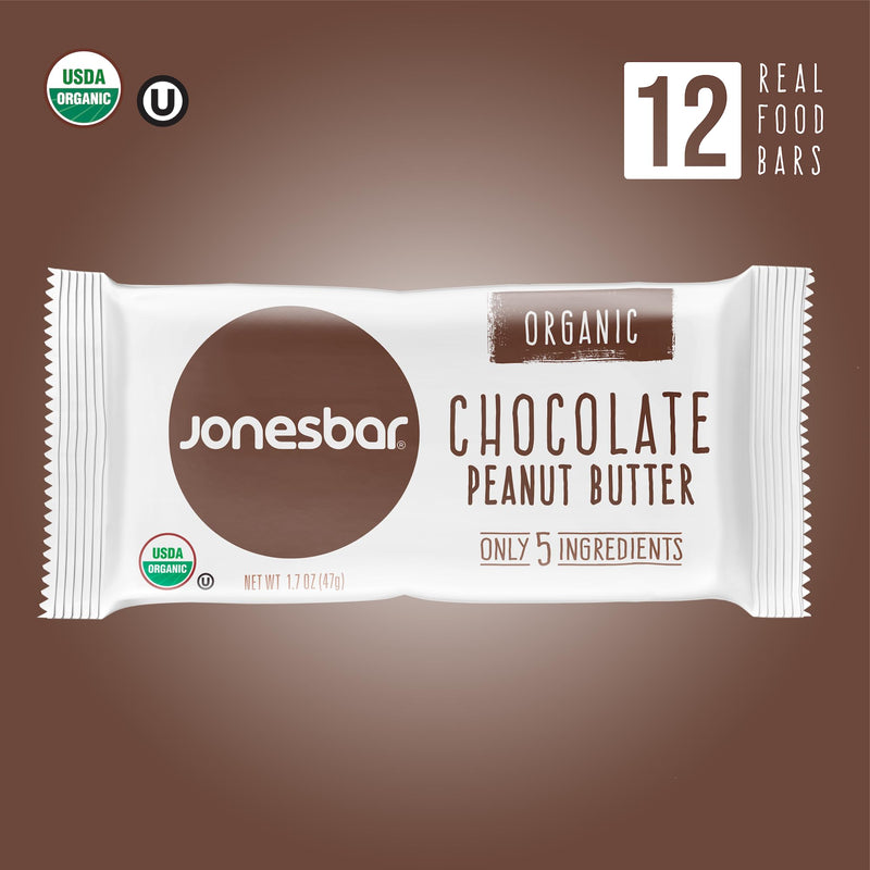 JONESBAR (Variety Pack, 12 Count (Pack of 1)), USDA Organic Fruit & Nut Bar, Non-GMO, Kosher, Vegan, Gluten Free, Simple Snack Bar