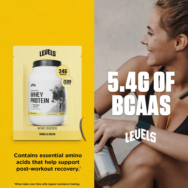 Levels Grass Fed Whey Protein Powder, No Artificials, 24G of Protein, Double Chocolate, 5LB