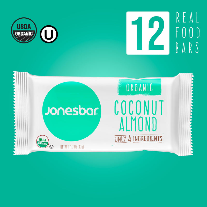 JONESBAR (Variety Pack, 12 Count (Pack of 1)), USDA Organic Fruit & Nut Bar, Non-GMO, Kosher, Vegan, Gluten Free, Simple Snack Bar
