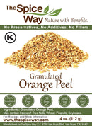 The Spice Way Orange Peel - Granules (4 oz) without any preservatives. Great for cooking, baking and tea.