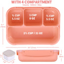 Bento Box Adult Lunch Box, Lunch Containers for Kids Girls Boys with 4 Compartments, Lunchable Food Container with Utensils, Sauce Jar, Muffin Liners, 40 Oz/5 Cup, Microwave & Dishwasher Safe, Navy