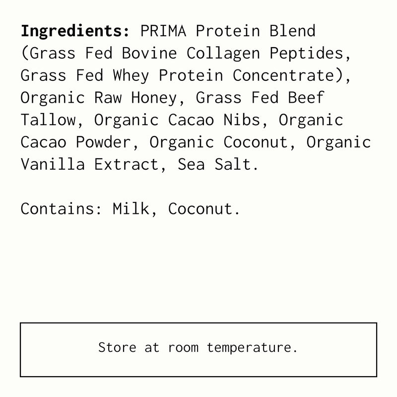 PRIMA ANCESTRAL PROTEIN BAR Grass Fed Protein Bars, 7 Pack – Animal-Based Protein Bar with Beef Tallow, Raw Honey, Seed Oil Free, Low Carb, Gluten-Free – Healthy, Energy Snacks for Clean Lifestyle (7 Pack, Cacao)