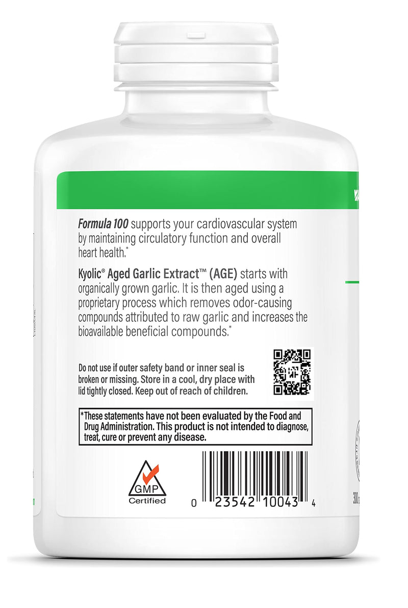 Kyolic Aged Garlic Extract Formula 100, Original Cardiovascular, 200 Capsules (Packaging May Vary)