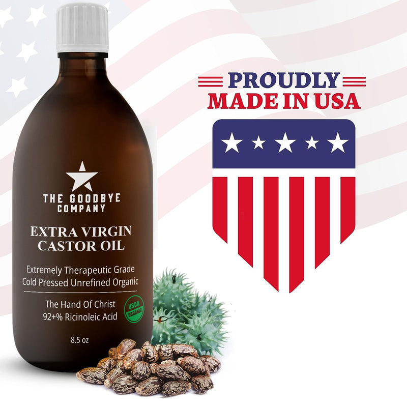 100% Natural Virgin Castor Oil, USDA Certified Organic - For Skin, Hair Growth and Eyelashes (250 mL)