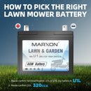 Marxon U1 320CCA Riding Lawn Mower Batteries, Garden Tractors Battery Maintenance Free AGM Battery, Compatible with Troy-Bilt, John Deere, Toro, Cub Cadet, Craftsman, Ariens Poulan Pro Massey Ferguson