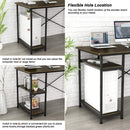 Engriy Writing Computer Desk 47", Home Office Study Desk with 2 Storage Shelves on Left or Right Side, Industrial Simple Style Wood Table Metal Frame for PC Laptop Notebook