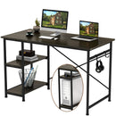 Engriy Writing Computer Desk 47", Home Office Study Desk with 2 Storage Shelves on Left or Right Side, Industrial Simple Style Wood Table Metal Frame for PC Laptop Notebook