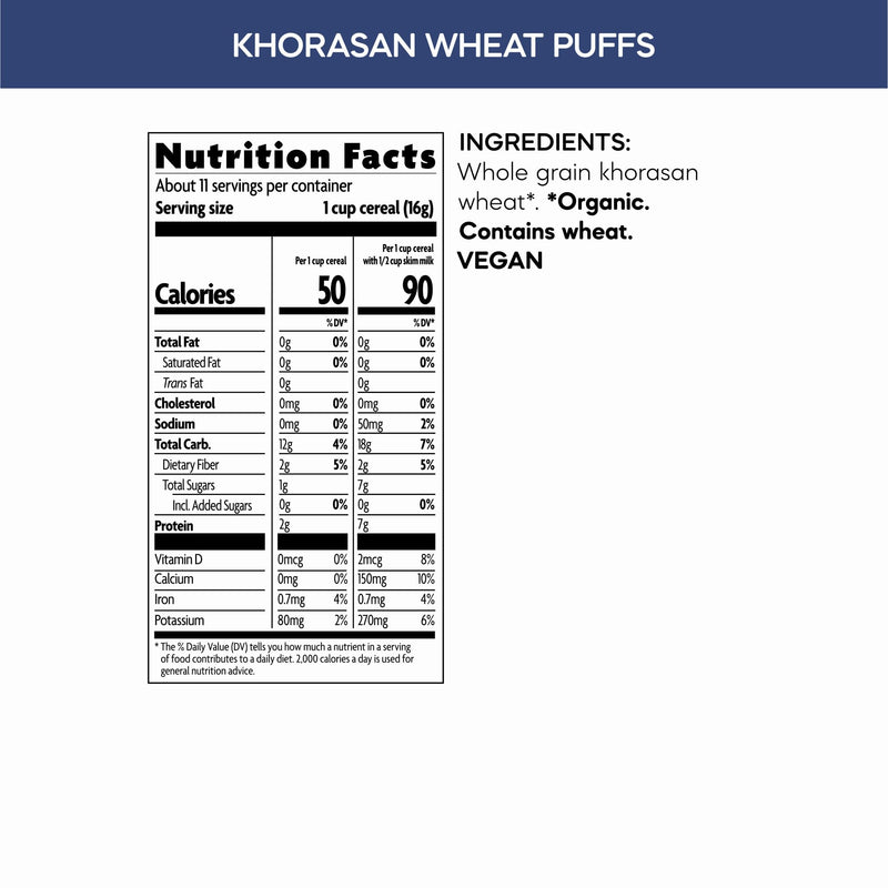 Nature's Path Organic Khorasan Wheat Puffs Cereal, 6 oz (Pack of 12), Earth Friendly Packaging