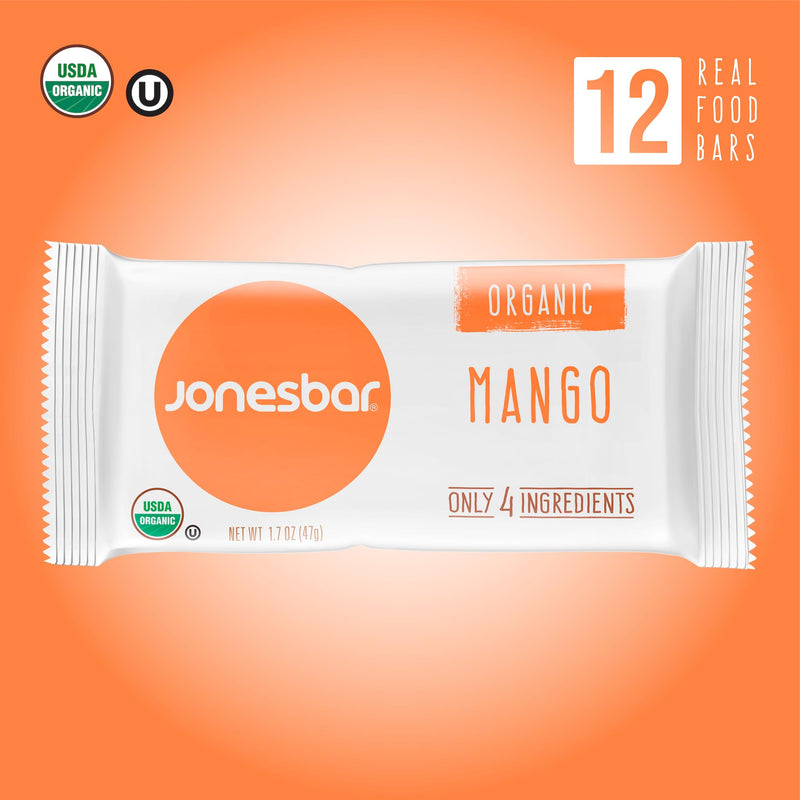 JONESBAR (Variety Pack, 12 Count (Pack of 1)), USDA Organic Fruit & Nut Bar, Non-GMO, Kosher, Vegan, Gluten Free, Simple Snack Bar