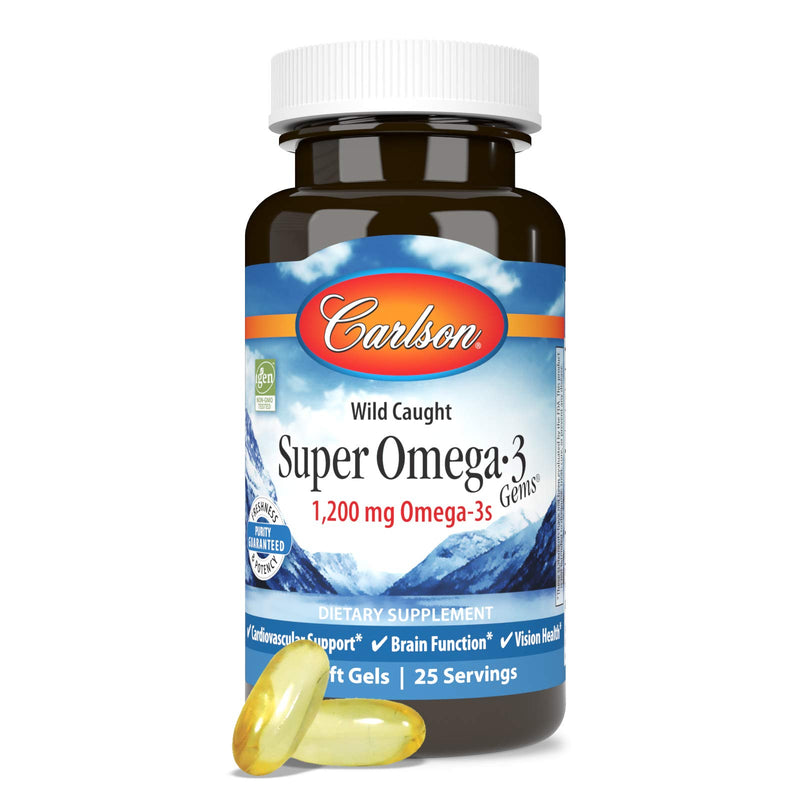 Carlson - Super Omega-3 Gems, 1200 mg Omega-3 Fatty Acids with EPA and DHA, Wild-Caught Norwegian Supplement, Sustainably Sourced Fish Oil Capsules, Omega 3 Supplements, 100+30 Softgels