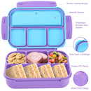 Bento Box Adult Lunch Box, Lunch Containers for Kids Girls Boys with 4 Compartments, Lunchable Food Container with Utensils, Sauce Jar, Muffin Liners, 40 Oz/5 Cup, Microwave & Dishwasher Safe, Navy
