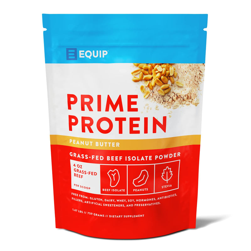 Equip Foods Prime Protein - Grass Fed Beef Protein Powder Isolate - Paleo and Keto Friendly, Gluten Free Carnivore Protein Powder - Unflavored, 1.39 Pounds - Helps Build and Repair Tissue