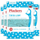 Plackers Twin-Line Dental Flossers, Advanced Whitening and Dual Action Flossing System, Easy Storage, Super Tuffloss, 2X The Clean, Cool Mint Flavor, 600 Count (Pack of 4)