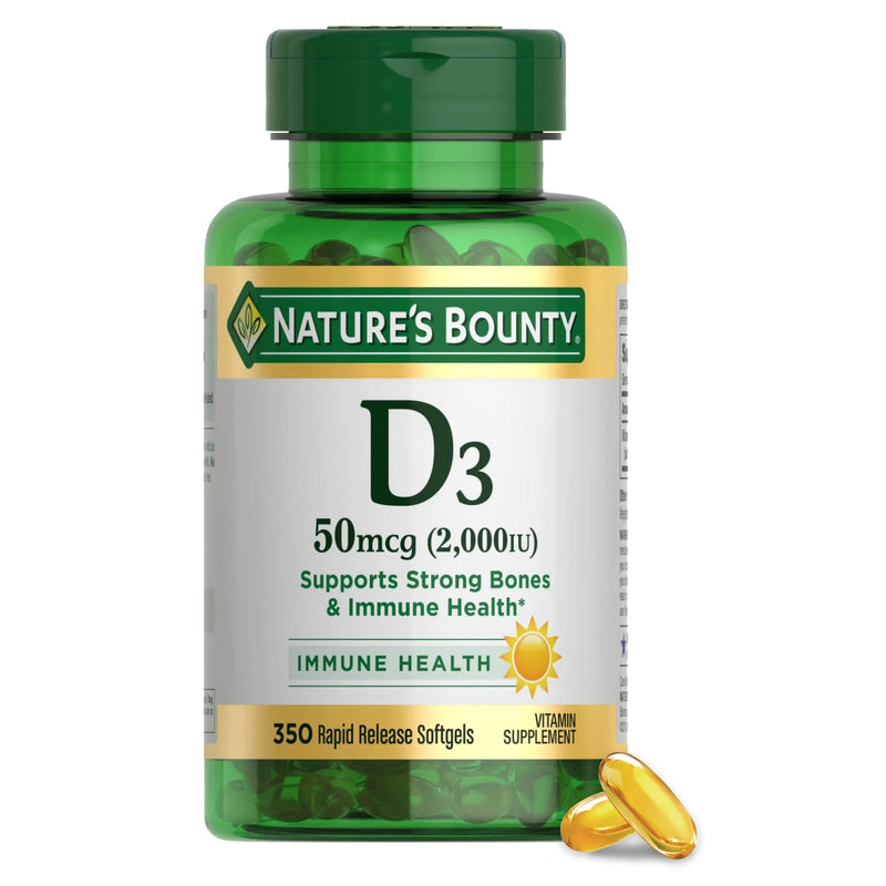 Nature's Bounty Vitamin D, Immune Support, 2000 IU, Softgels, 350 Ct