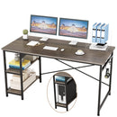 Engriy Writing Computer Desk 47", Home Office Study Desk with 2 Storage Shelves on Left or Right Side, Industrial Simple Style Wood Table Metal Frame for PC Laptop Notebook