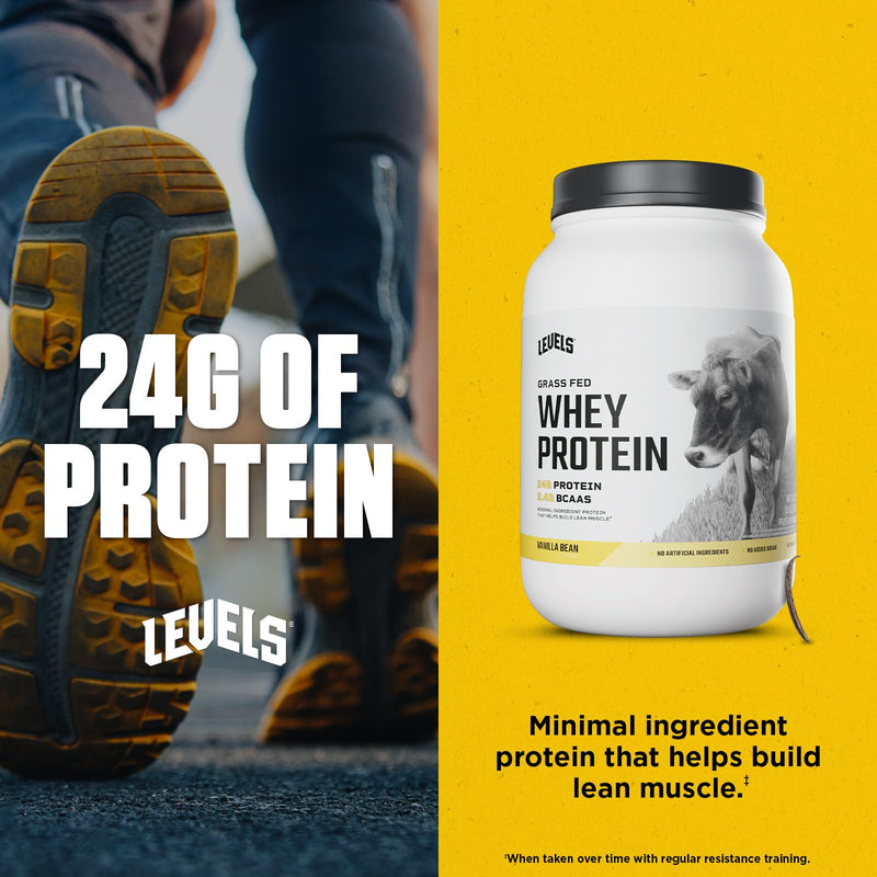 Levels Grass Fed Whey Protein Powder, No Artificials, 24G of Protein, Double Chocolate, 5LB