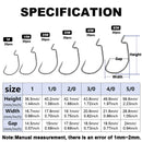 FishTrip EWG Hooks for Bass Fishing-50pcs Offset Worm Hook Texas Rig Hooks for Freshwater Saltwater Size 1/0