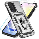 SunStory Compatible with Samsung Galaxy A17 5G Case with HD Screen Protector & Slide Camera Cover & Rotated Ring Kickstand,[Shockproof] Dual Layers Phone Case for Galaxy A17,Red