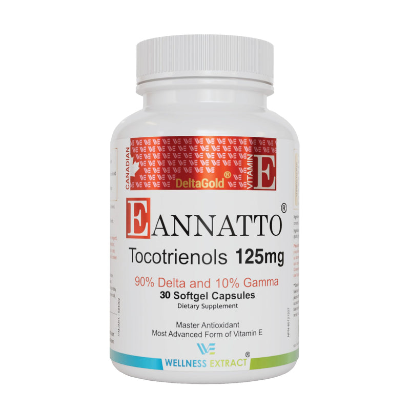WELLNESS EXTRACT Eannatto Tocotrienols Vitamin E Supplements Tocopherol Free, Supports Immune Health, Non-GMO, Gluten Free & Antioxidant (125MG 60 Softgels)