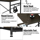 Engriy Writing Computer Desk 47", Home Office Study Desk with 2 Storage Shelves on Left or Right Side, Industrial Simple Style Wood Table Metal Frame for PC Laptop Notebook