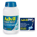 Advil Liqui-Gels Pain Reliever and Fever Reducer, Pain Medicine for Adults with Ibuprofen 200mg for Headache, Backache, Menstrual Pain and Joint Pain Relief - 200 Capsules, Advil PM Ibuprofen - 2 Ct