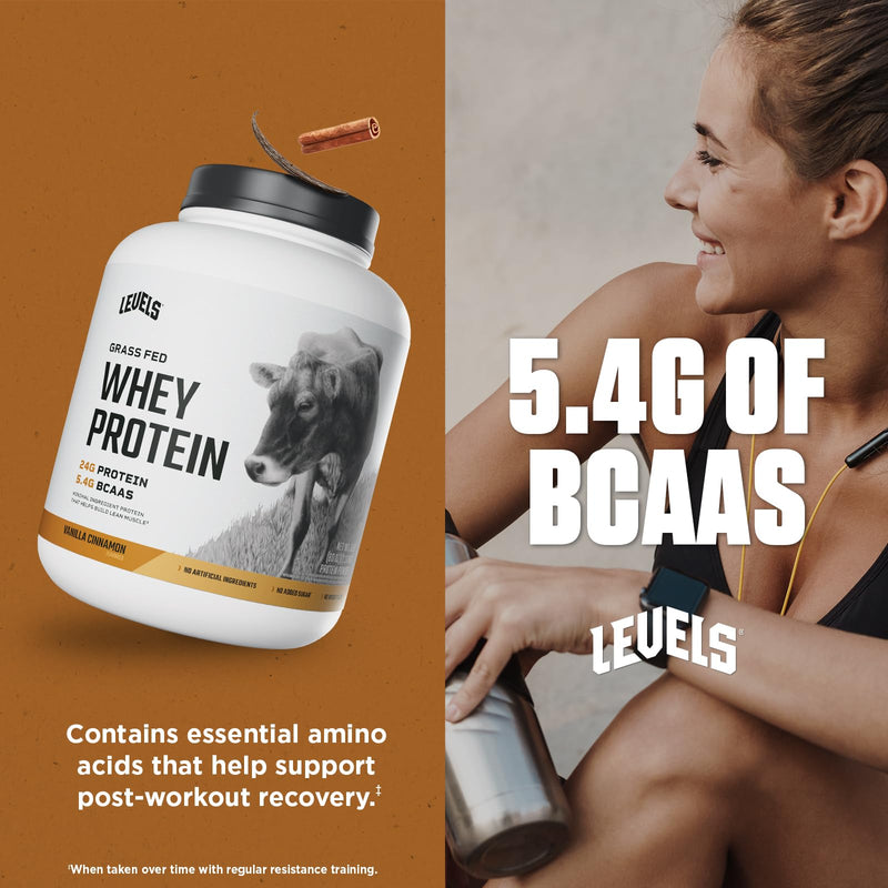 Levels Grass Fed Whey Protein Powder, No Artificials, 24G of Protein, Double Chocolate, 5LB