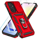 SunStory Compatible with Samsung Galaxy A17 5G Case with HD Screen Protector & Slide Camera Cover & Rotated Ring Kickstand,[Shockproof] Dual Layers Phone Case for Galaxy A17,Red