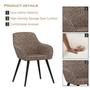 annjoe Faux Leather Accent Arm Chairs for Living Room Leisures/ Upholstered Chair with Metal Legs Set of 2 for Home Kitchen Office Bistro Cafe, Brown