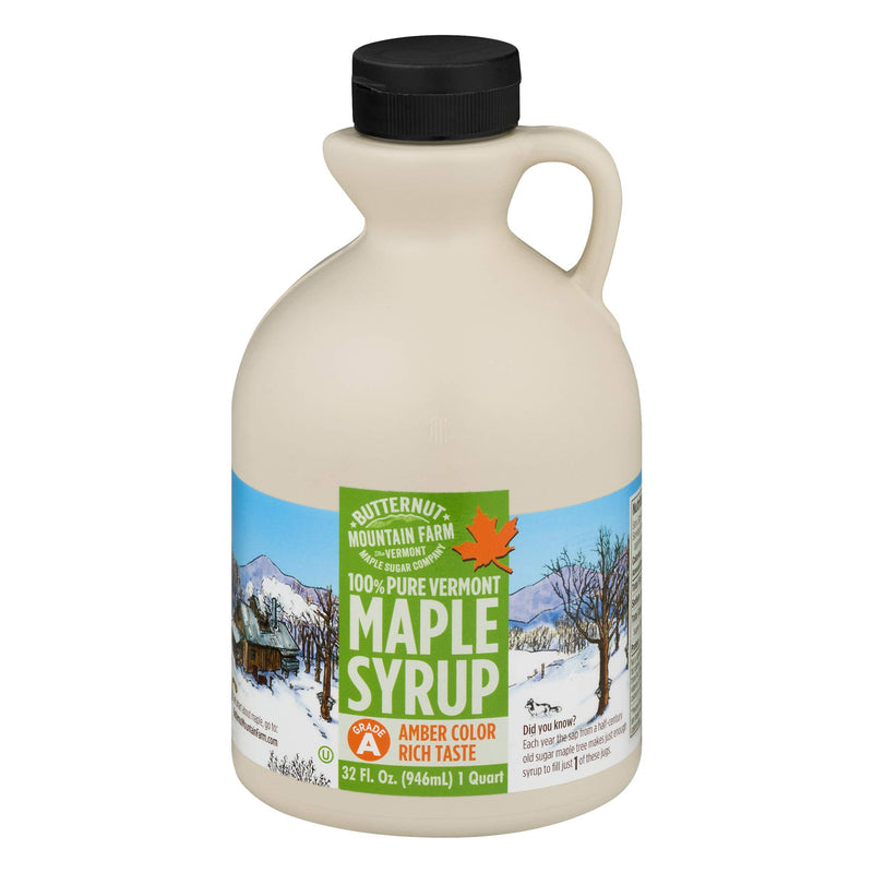 Butternut Mountain Farm Pure Vermont Maple Syrup, Grade A, Amber Color, Rich Taste, All Natural, Easy Pour Jug, 32 Fl Oz, 1 Qt